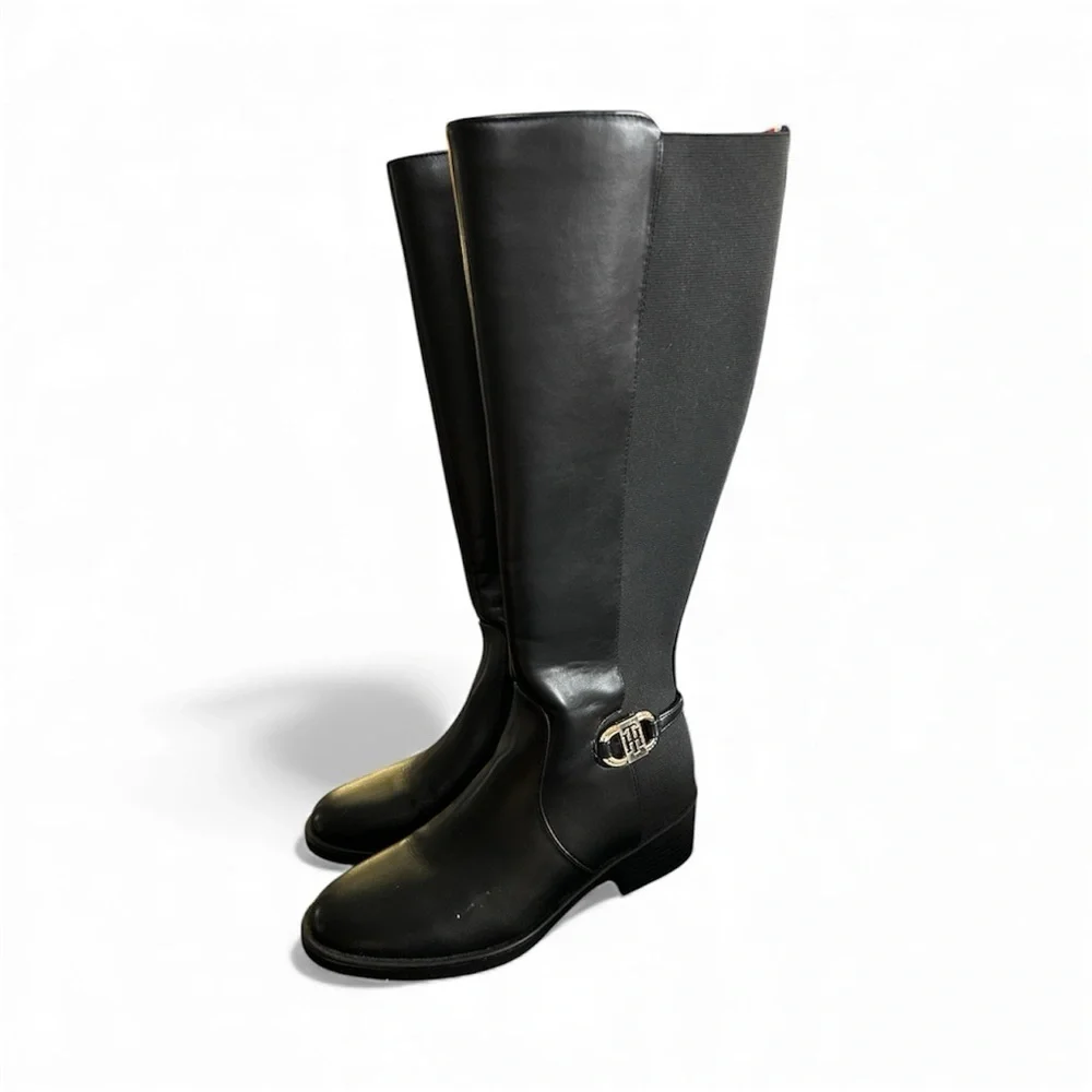 Tommy Hilfiger Imizza Elegant Black Riding Boots sz 7.5 new,,3A